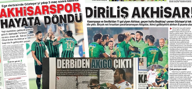 Akhisarspor'un Göztepe galibiyeti sonrası gazete manşetleri 1