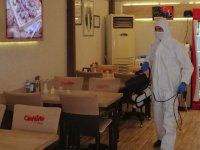 Kahvehane, kafe, lokanta ve restoranlar dezenfekte ediliyor