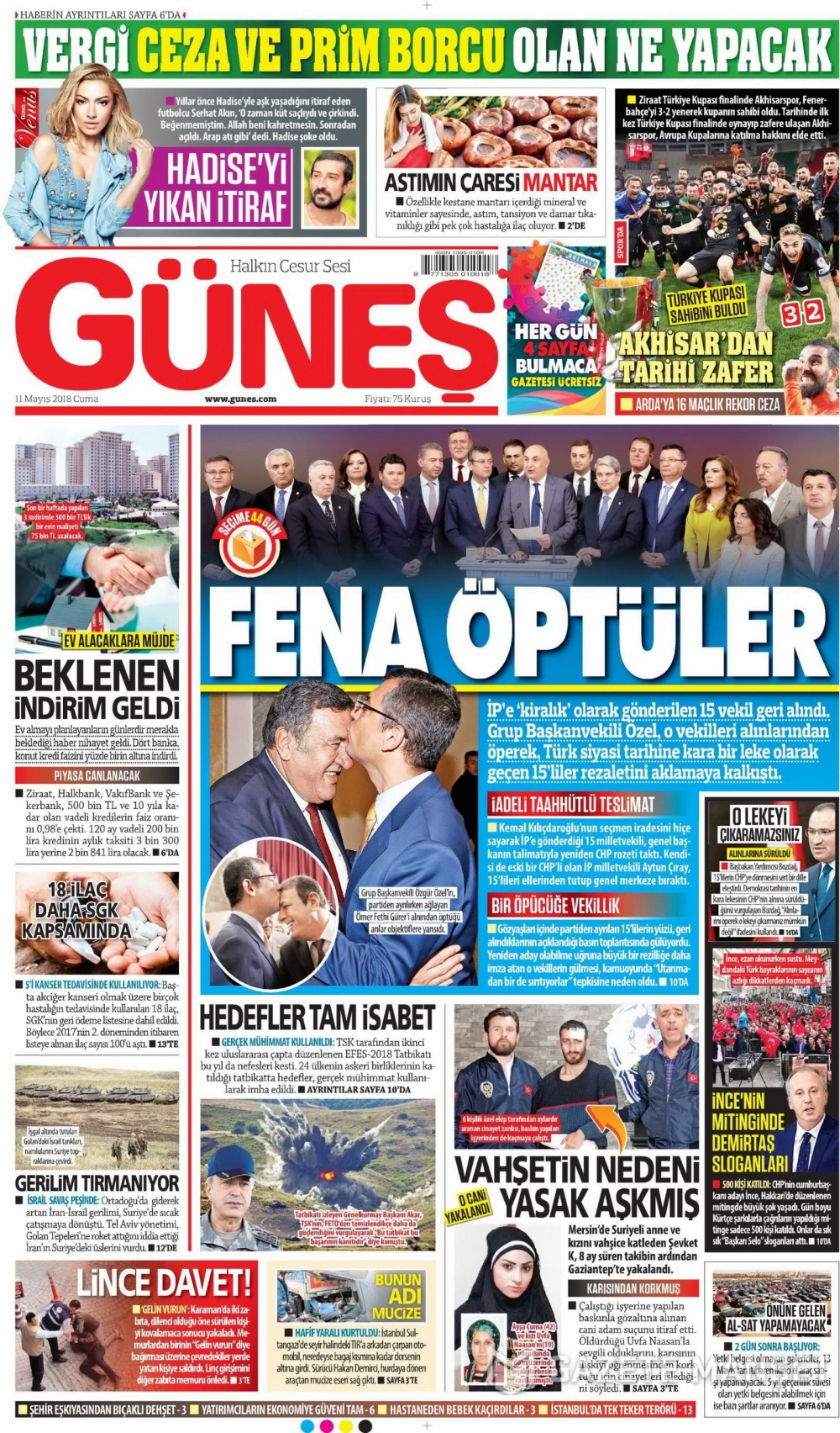 Ziraat Türkiye Kupası Şampiyonu Akhisarspor'un Gazetelerdeki manşet 20