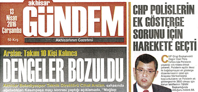 Akhisar Gündem Gazetesi 13 Nisan 2016