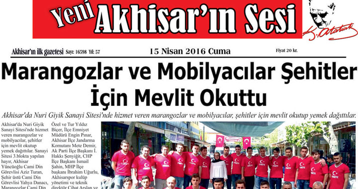 Yeni Akhisar'ın Sesi 15 Nisan 2016 Gazetesi