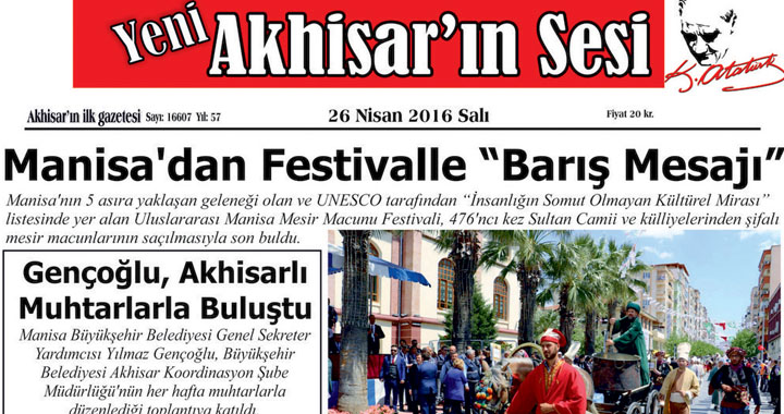 Yeni Akhisar'ın Sesi Gazetesi 26 Nisan 2016
