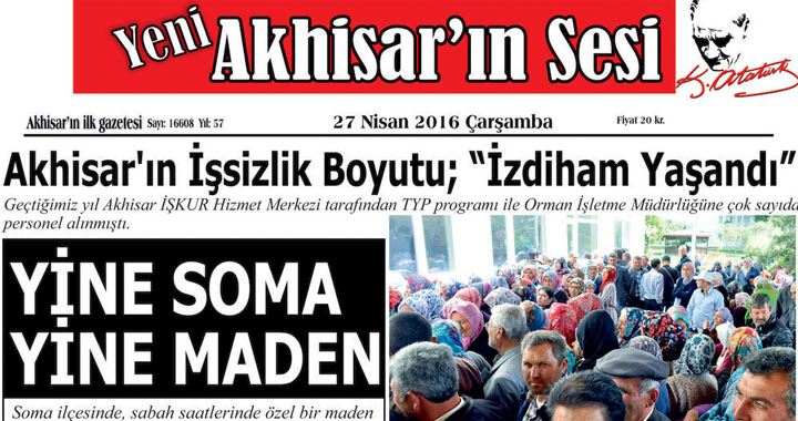 Yeni Akhisar'ın Sesi Gazetesi 27 Nisan 2016