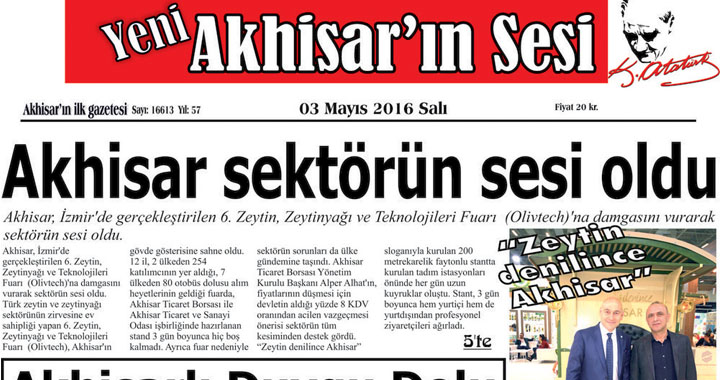 Yeni Akhisar'ın Sesi Gazetesi 3 Mayıs 2016