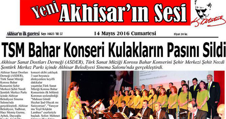 Yeni Akhisar'ın Sesi Gazetesi 14 Mayıs 2016