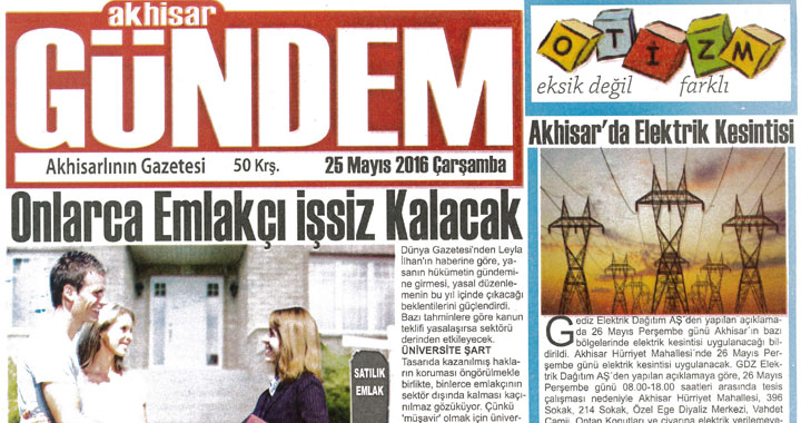 Akhisar Gündem Gazetesi 25 Mayıs 2016