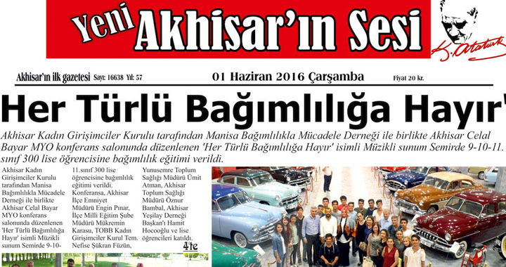 Yeni Akhisar'ın Sesi Gazetesi 1 Haziran 2016