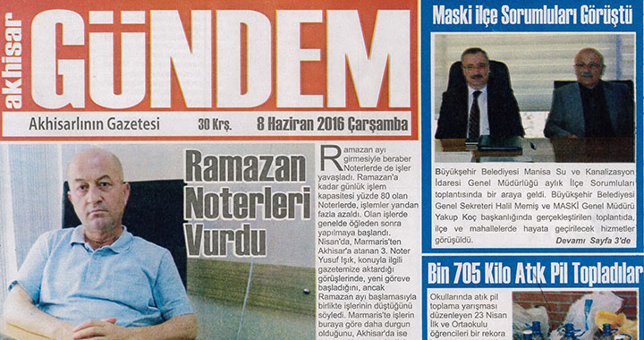 Akhisar Gündem Gazetesi 8 Haziran 2016