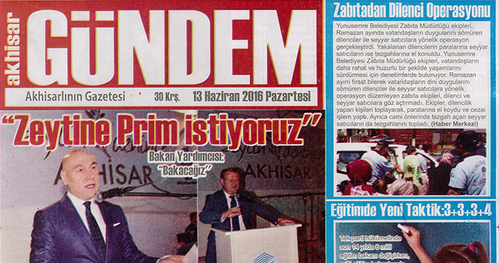 Akhisar Gündem Gazetesi 13 Haziran 2016