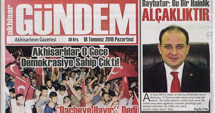 Akhisar Gündem Gazetesi 18 Temmuz 2016