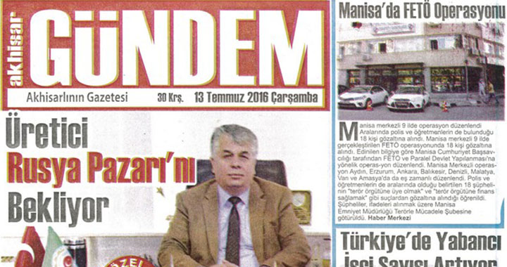 Akhisar Gündem Gazetesi 13 Temmuz 2016