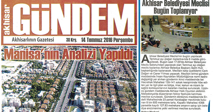 Akhisar Gündem Gazetesi 14 temmuz 2016