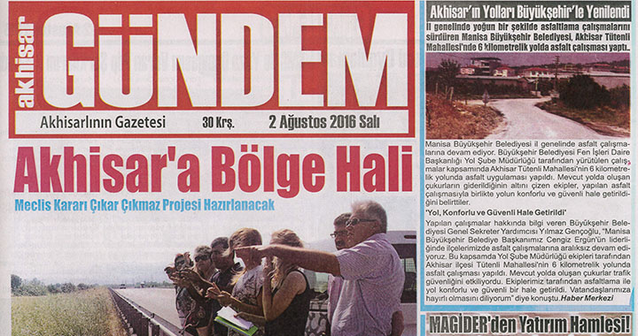 Akhisar Gündem  gazetesi 2 Ağustos 2016