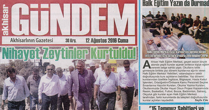 Akhisar Gündem Gazetesi 12 Ağustos 2016