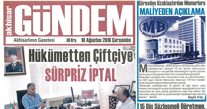 Akhisar Gündem Gazetesi 10 Ağustos 2016