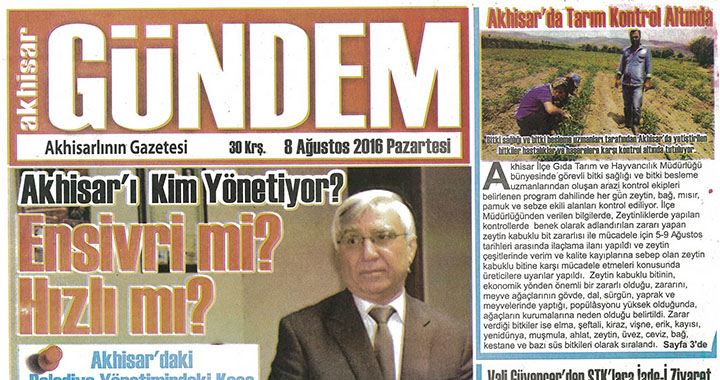 Akhisar Gündem Gazetesi 8 Ağustos 2016