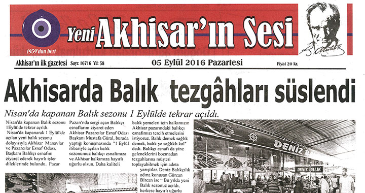 Yeni Akhisarın Sesi Gazetesi 5 Eylül 2016