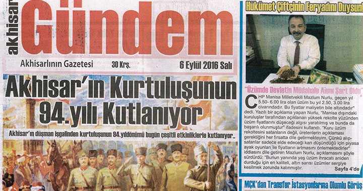 Akhisar Gündem Gazetesi 6 Eylül 2016