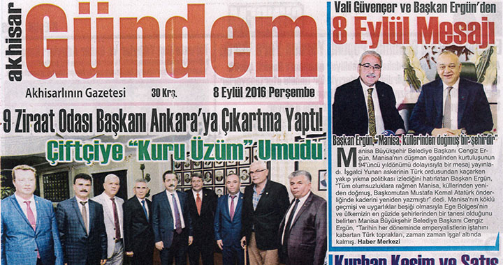 Akhisar Gündem Gazetesi 8 Eylül 2016