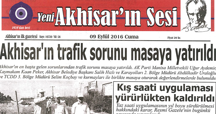 Yeni Akhisarın Sesi Gazetesi 9 Eylül 2016