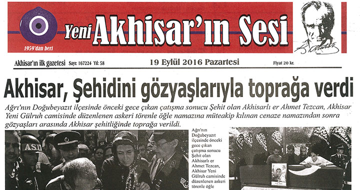 Yeni Akhisarın Sesi Gazetesi 19 Eylül 2016