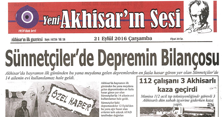 Yeni Akhisarın Sesi Gazetesi 21 Eylül 2016