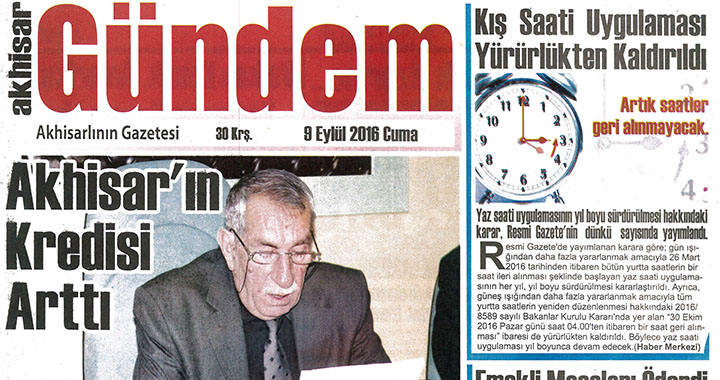 Akhisar Gündem Gazetesi 9 Eylül 2016