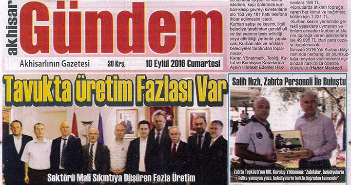 Akhisar Gündem Gazetesi 10 Eylül 2016