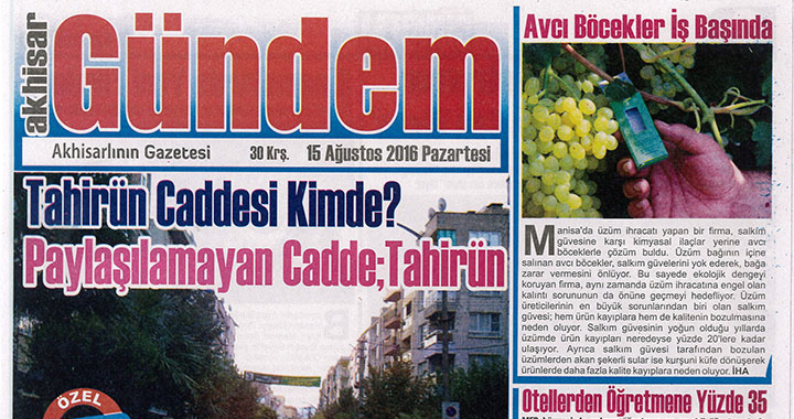 Akhisar Gündem Gazetesi 15 Ağustos 2016