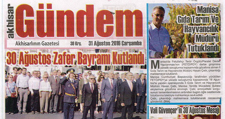 Akhisar Gündem Gazetesi 31 Ağustos 2016