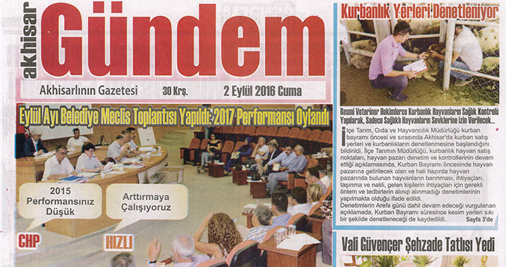 Akhisar Gündem Gazetesi 2 Eylül 2016