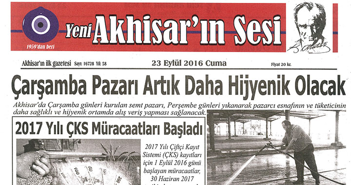 Yeni Akhisar'ın Sesi Gazetesi 23 Eylül 2016