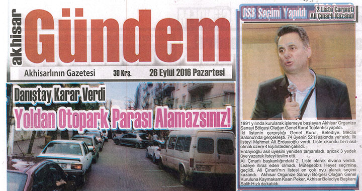 Akhisar Gündem Gazetesi 26 Eylül 2016