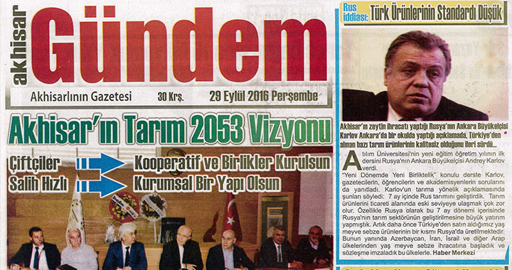 Akhisar Gündem Gazetesi 29 Eylül 2016