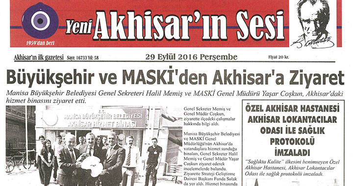 Yeni Akhisar'ın Sesi Gazetesi 29 Eylül 2016