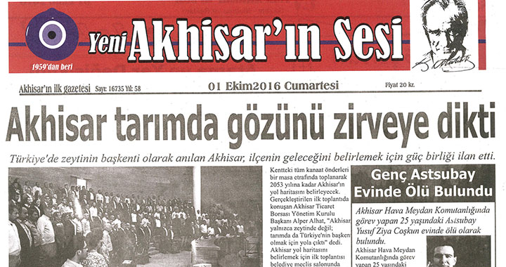 Yeni Akhisar'ın Sesi Gazetesi 1 Ekim 2016