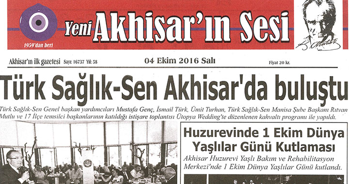 Yeni Akhisarın Sesi Gazetesi 4 Ekim 2016