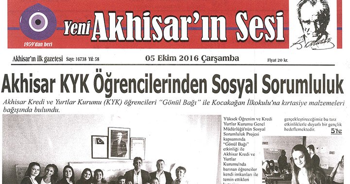 Yeni Akhisarın Sesi Gazetesi 5 Ekim 2016