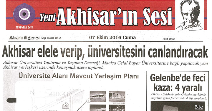 Yeni Akhisarın Sesi Gazetesi 7 Ekim 2016