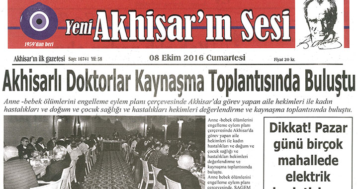 Yeni Akhisarın Sesi Gazetesi 8 Ekim 2016