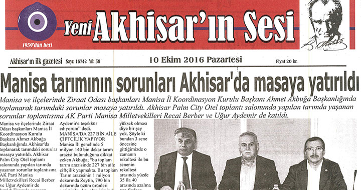 Yeni Akhisarın Sesi Gazetesi 10 Ekim 2016