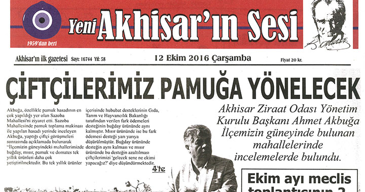 Yeni Akhisarın Sesi Gazetesi 12 Ekim 2016