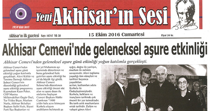 Yeni Akhisarın Sesi Gazetesi 15 Ekim 2016