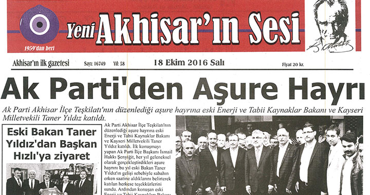 Yeni Akhisarın Sesi Gazetesi 18 Ekim 2016