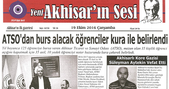 Yeni Akhisarın Sesi Gazetesi 19 Ekim 2016