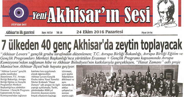 Yeni Akhisarın Sesi Gazetesi 24 Ekim 2016