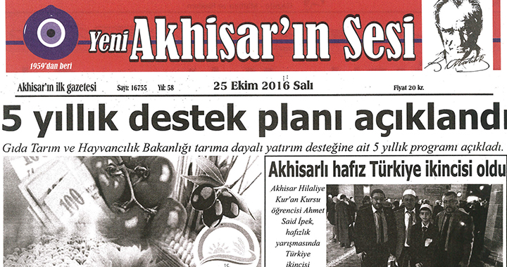 Yeni Akhisarın Sesi Gazetesi 25 Ekim 2016