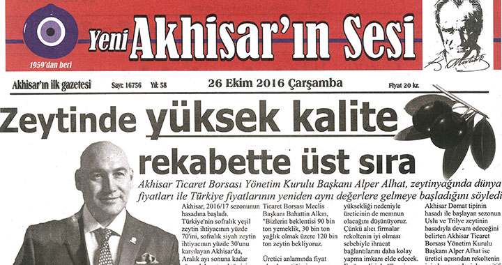 Yeni Akhisarın Sesi Gazetesi 26 Ekim 2016