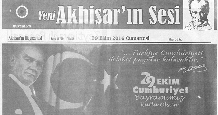 Yeni Akhisarın Sesi Gazetesi 29 Ekim 2016