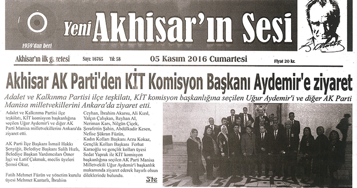 Yeni Akhisarın Sesi gazetesi 5 Kasım 2016